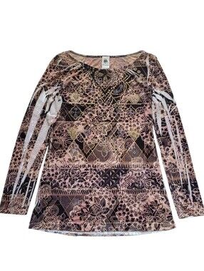 Y2K Burnout Velvet Rhinestone Made In USA Embellished Top S-Twelve Large